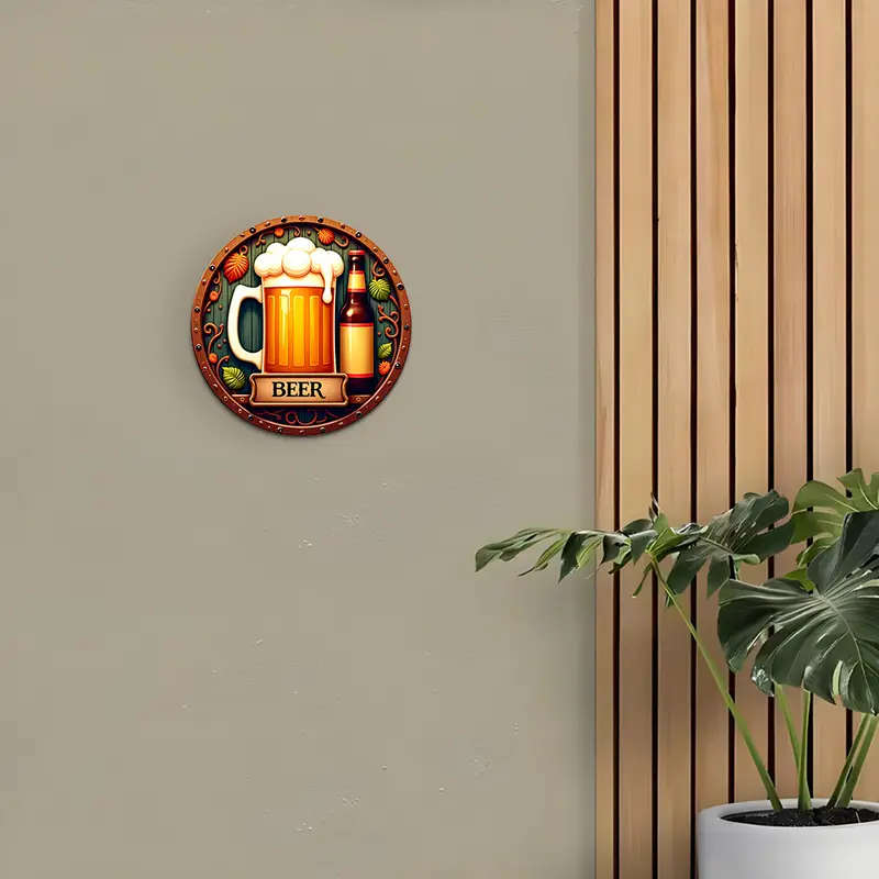 A Round Beer Decorative Sign