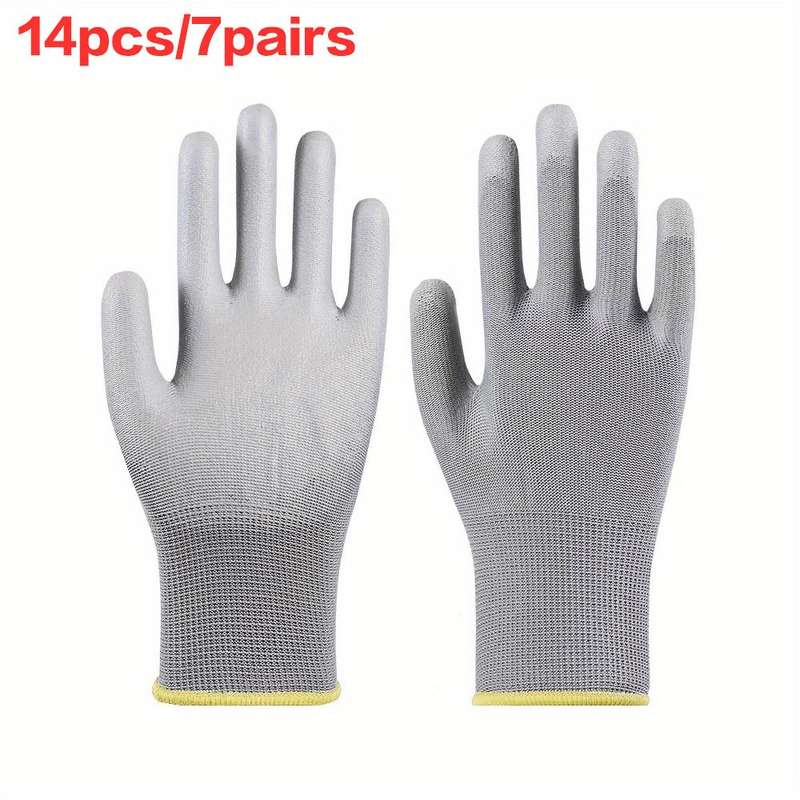 7 Pairs Gray Size M Multi Purpose Work Gloves