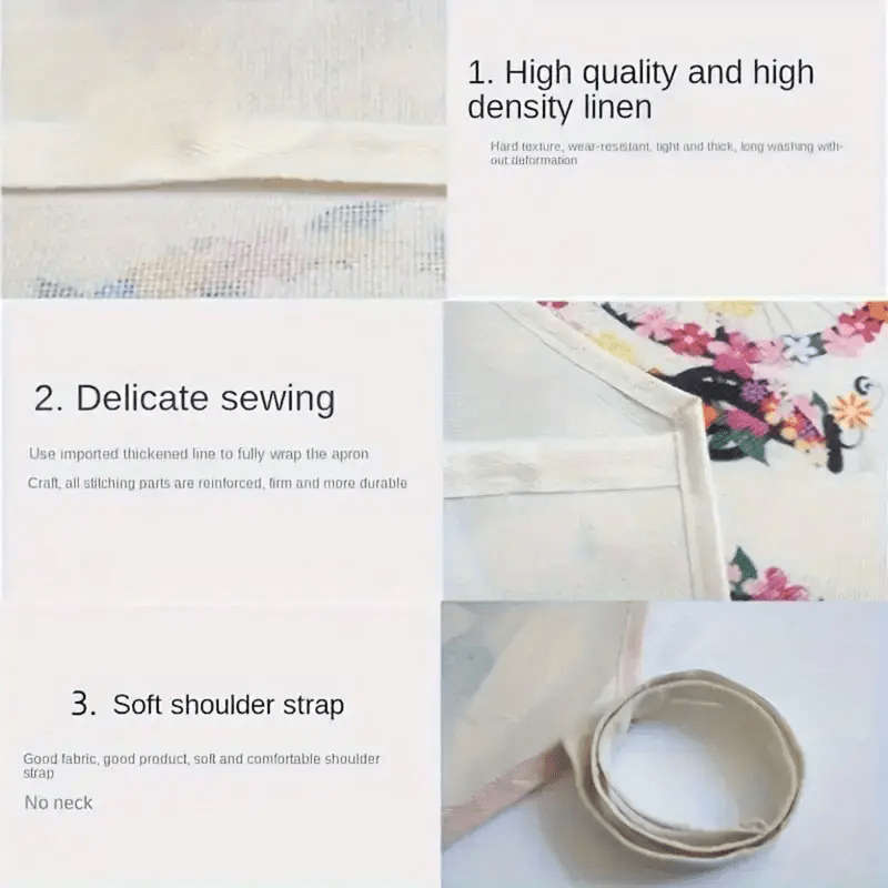1pc Chic Linen Apron Large Size Cute Macaron Dessert Print Sleeveless Durable Kitchen Wear for