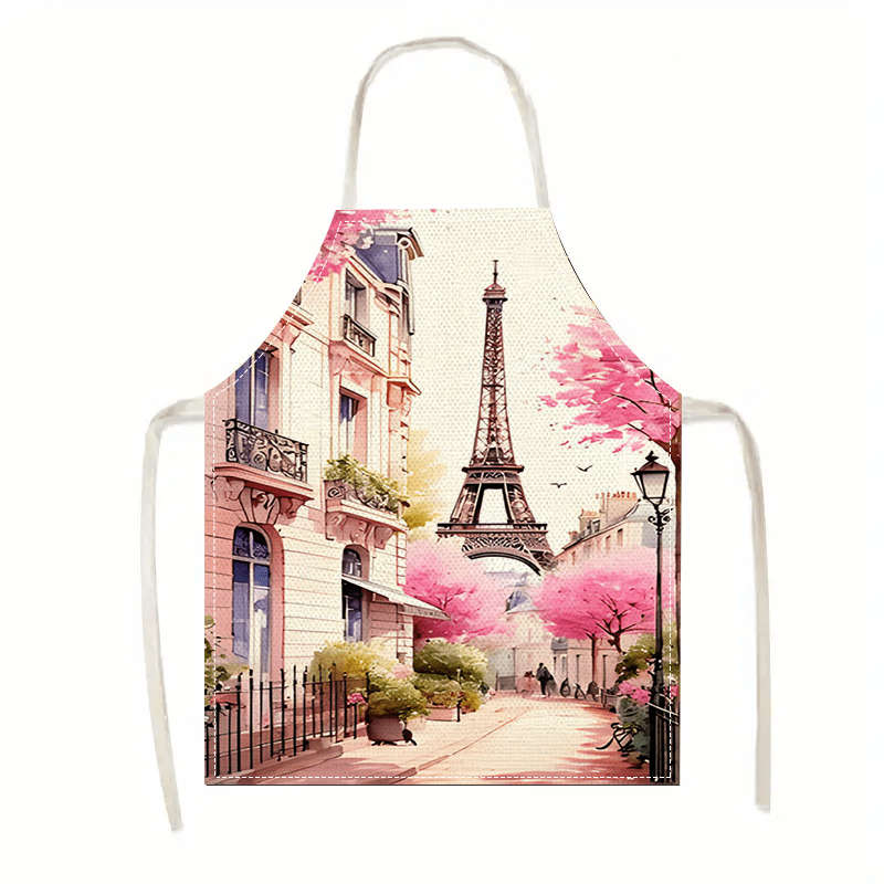 1pc of a Densely Woven Large Apron for Valentine's Day Decoration Featuring The Eiffel Tower An