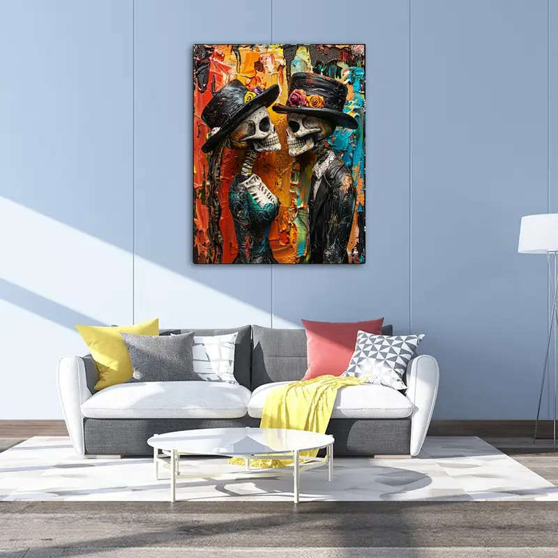 1pc Skeleton Couple DIY Painting Kit Skeleton Couple Abstract Painting Kit 40.64x50.8cm DIY Acrylic