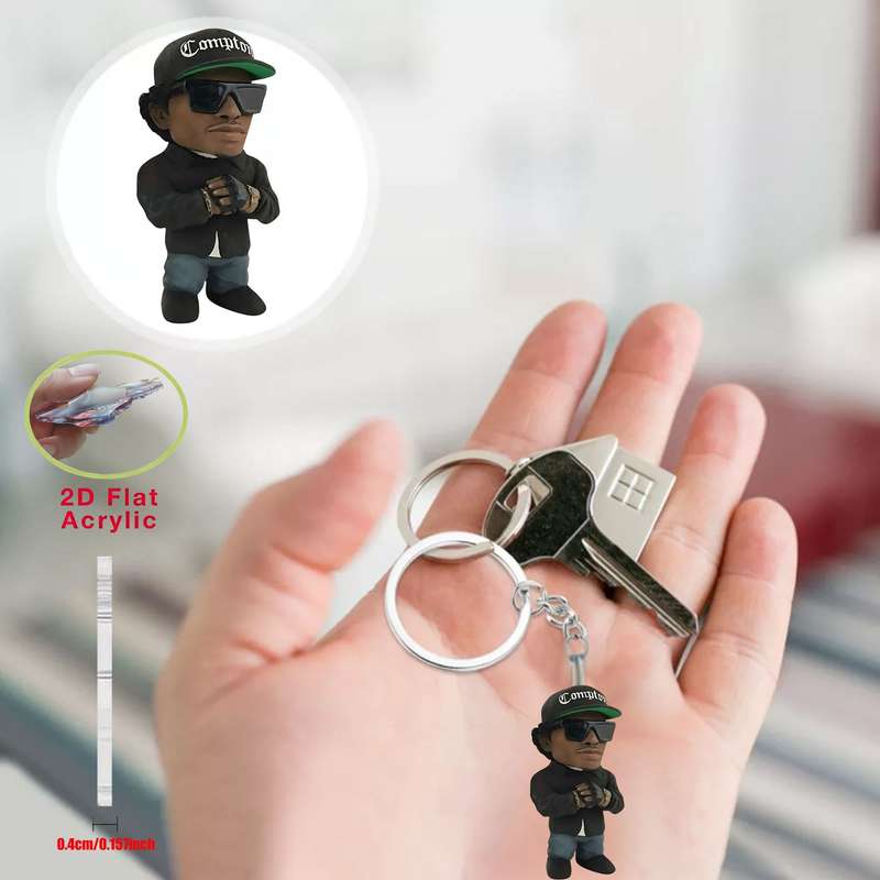 1pc 2D Flat   6pcs Rapper Acrylic Keychain Suitable for Backpack And Car Key Decorat