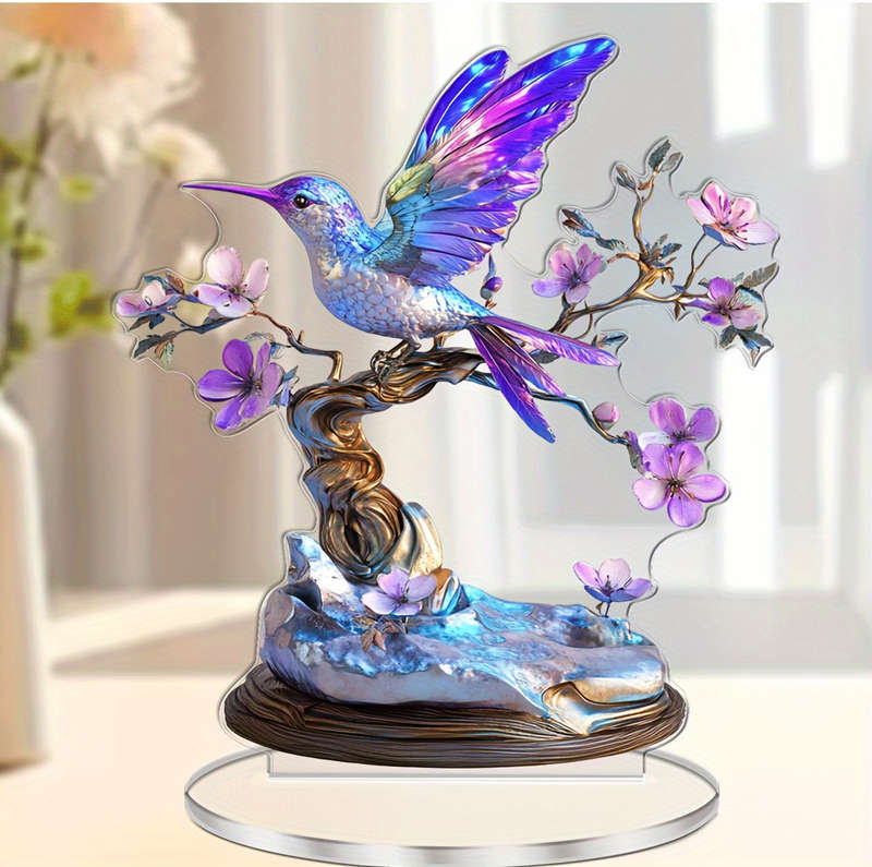1pc 2D Flat    Printing  Bohemian Flat Printing Hummingbird Acrylic Desktop Decor