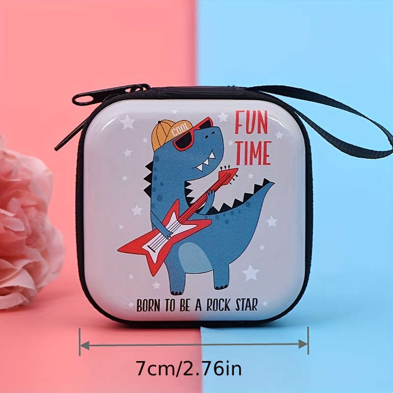1pc Creative Iron Art Dinosaur Coin Purse Cartoon Keychain Zipper Bag for Headphones And Data Cable