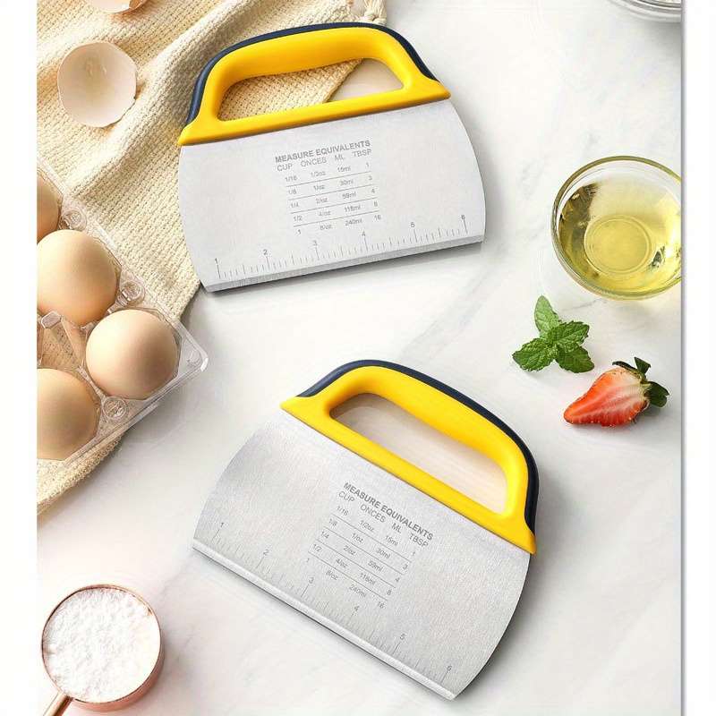 1pc Stainless Steel Slicing Knife with Measuring Scale Durable Non-Slip Silicone Handle Per
