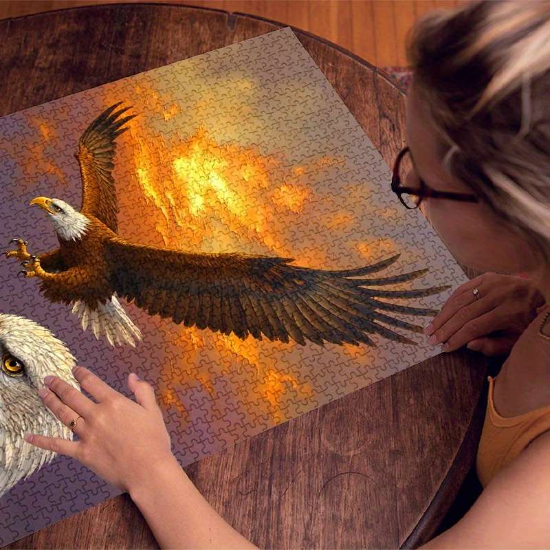 1000pcs Majestic Eagle Sunset Jigsaw Puzzle Scratch Water Resistant Advanced DIY