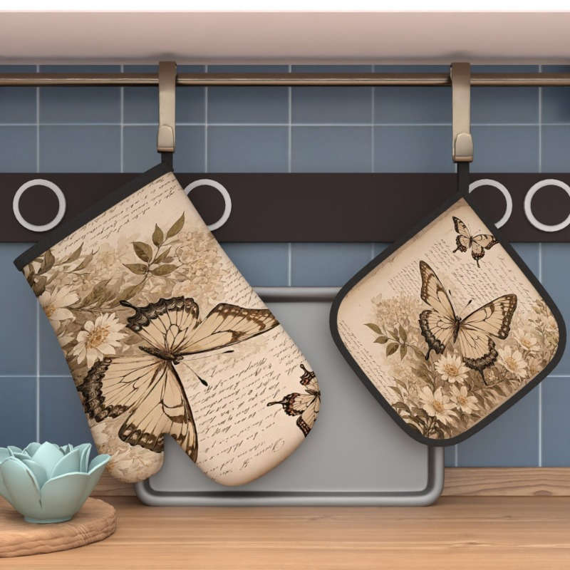 2pcs 26.92x17.02 cm Heat-Resistant Oven Mitts And Potholders