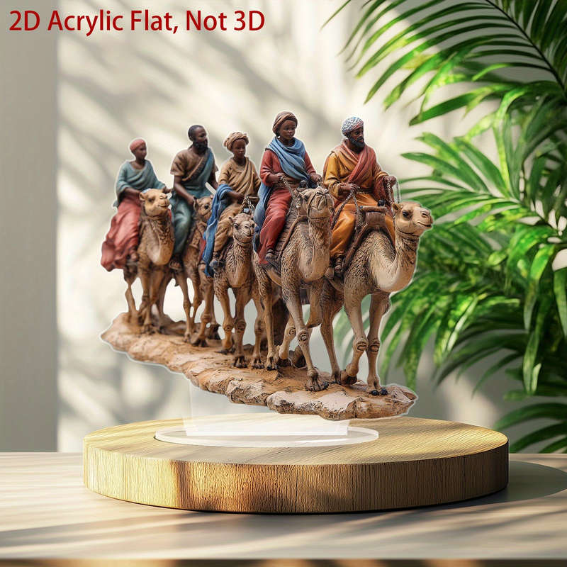 1pc 2D Flat   Acrylic Camel Caravan Desktop Decoration Waterproof and Scratch-Resistant Vibra