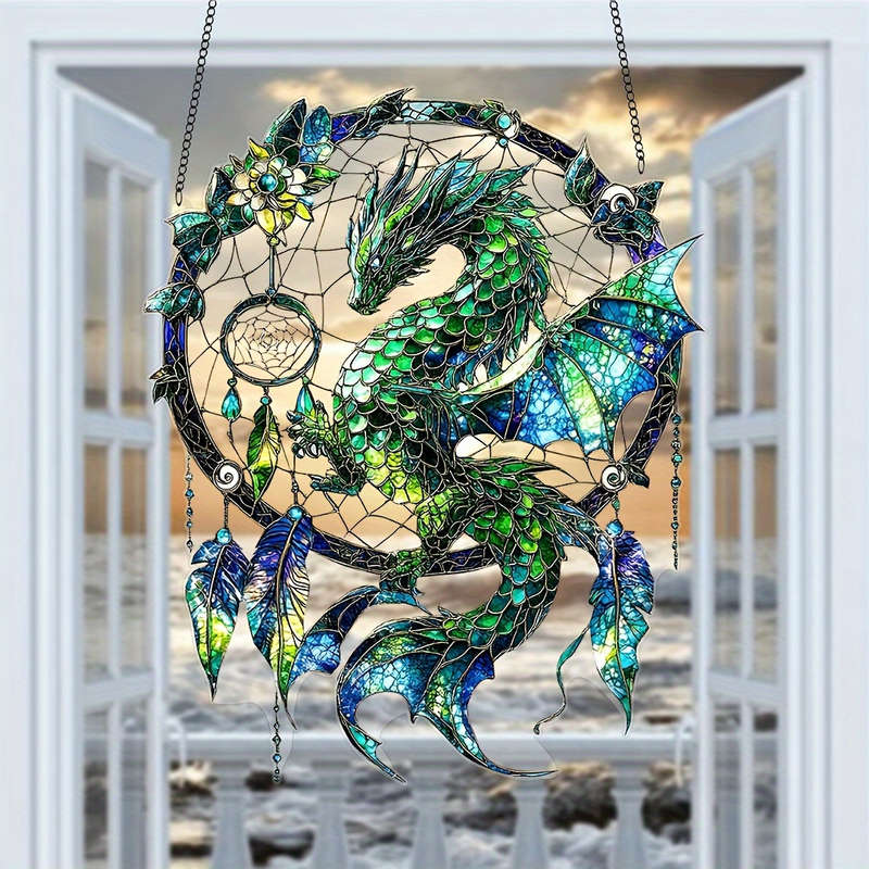 1pc 2D Flat  Magic Dragon Dream Catcher  Acrylic Light Catcher 20.32cm X 20.32cm cm Home Offi