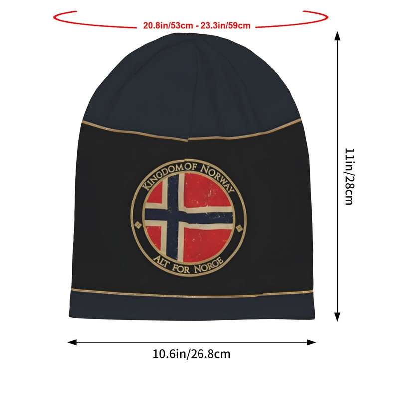 1pc BIIHUDU Funky Style Unisex Soft Knit Polyester Beanie with Elastane Norway Coat of Arms D
