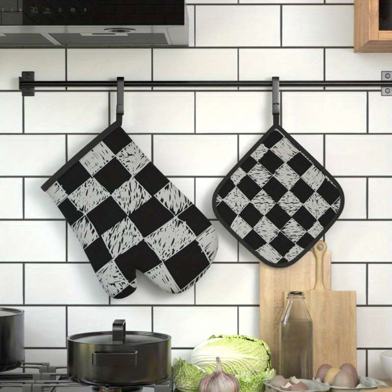 2pcs 26.92x17.02 cm Heat Resistant Oven Mitts And Potholders
