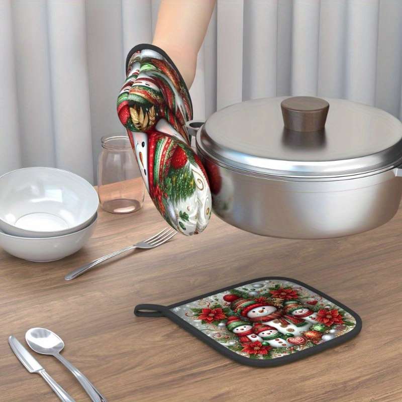 2pcs Heat Resistant Oven Mitts And Potholders