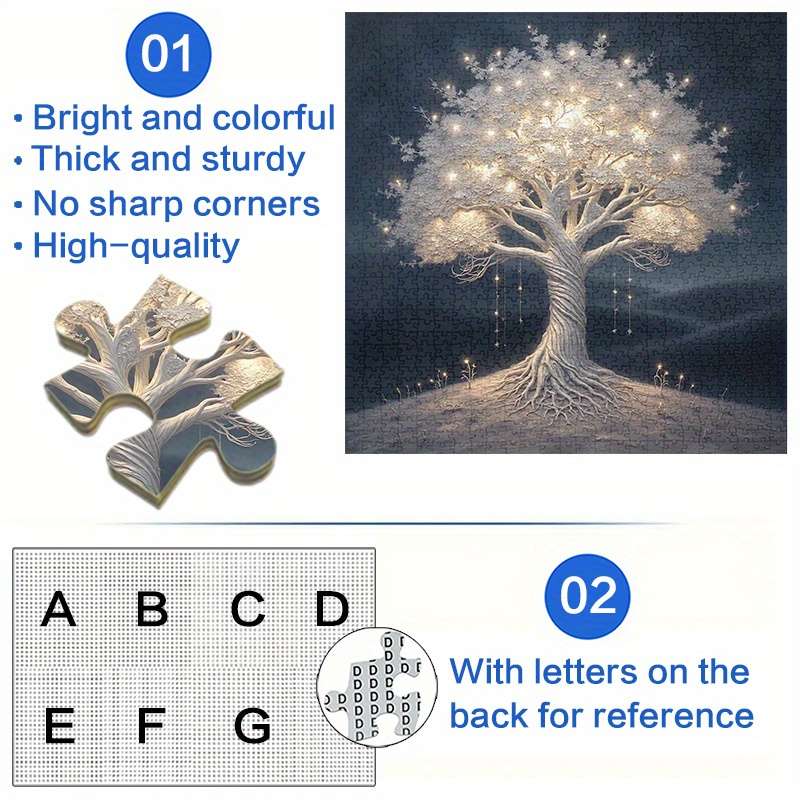 1000pcs White Tree of Life Paper Puzzle Large Waterproof Scratch-Resistant Jigsa