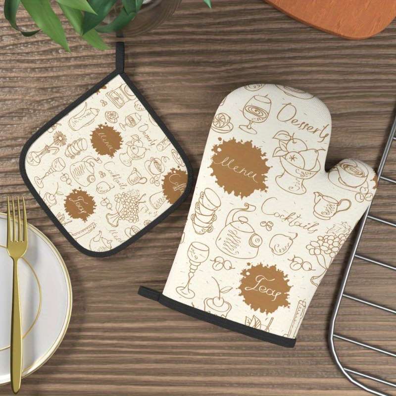 2pcs 26.92x17.02 cm Heat Resistant Oven Mitts And Potholders
