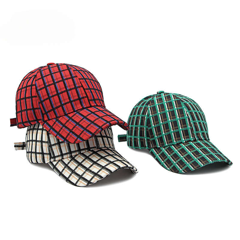 1pc Plaid Baseball Cap for Women Outdoor Sun Protection Hard Top Casual for Men.