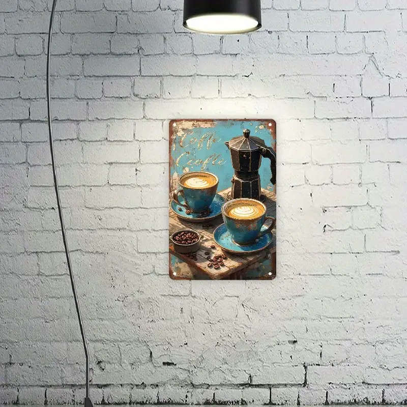 1pc Vintage Coffee Metal Sign 19.81x29.97cm Rustic Aluminum Wall Art Antique Effect Decor for Home K