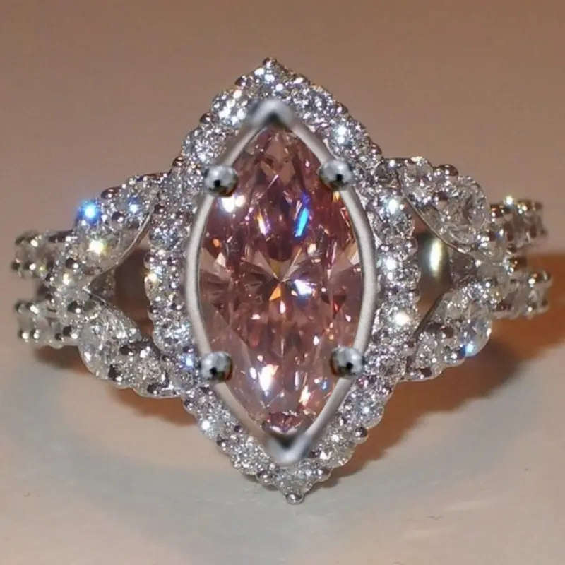 Four-Prong Eye Cut with Pink Synthetic Ring