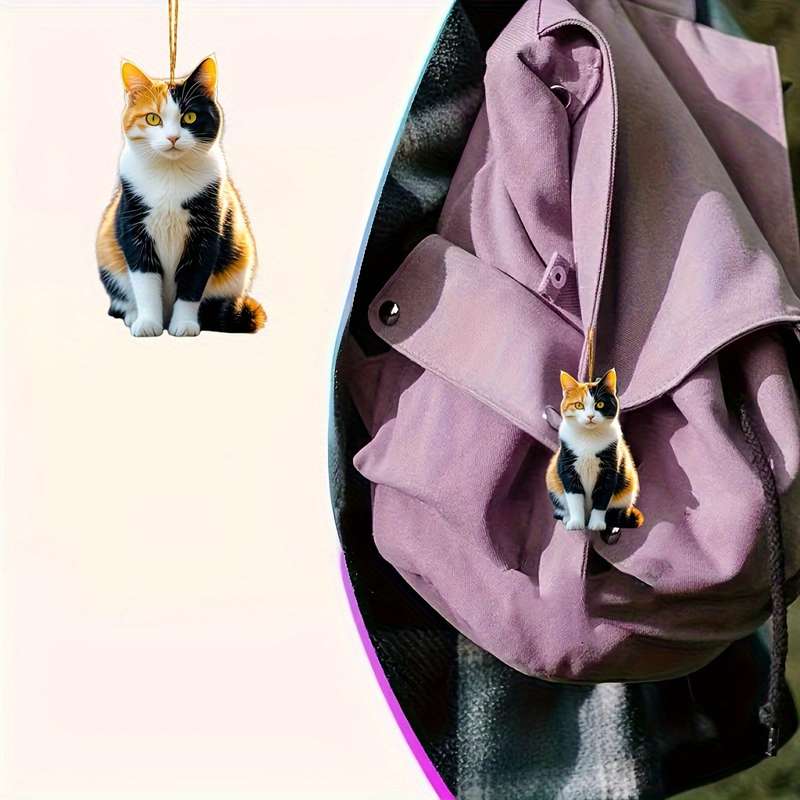 1pc 2D Flat   Double-Sided Car Bag Accessories Spiritual Kitten Decoration Suitable for
