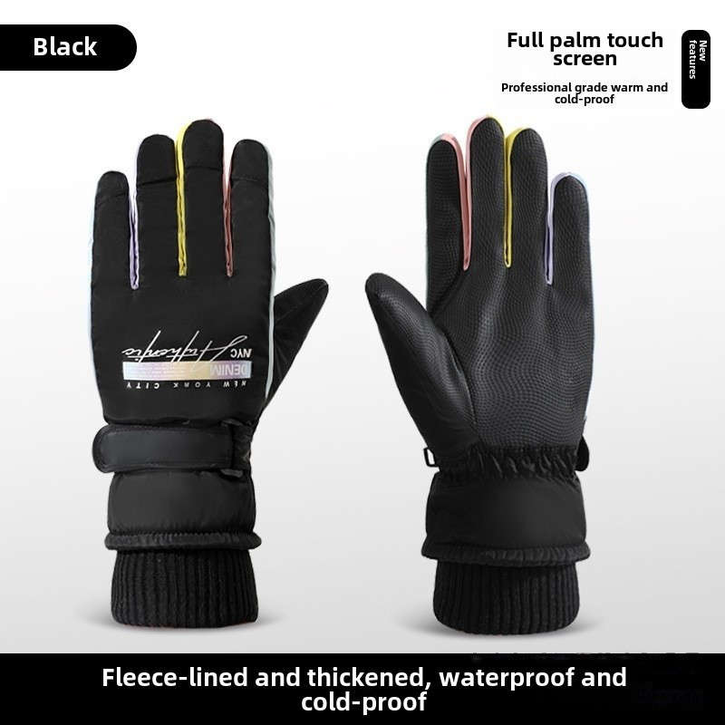 1 Pair Black Warm Gloves
