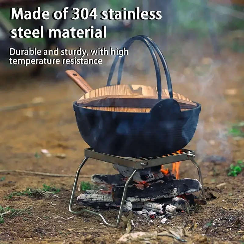1pc Collapsible Stainless Steel Grill Lightweight Camping BBQ for Gas Stove