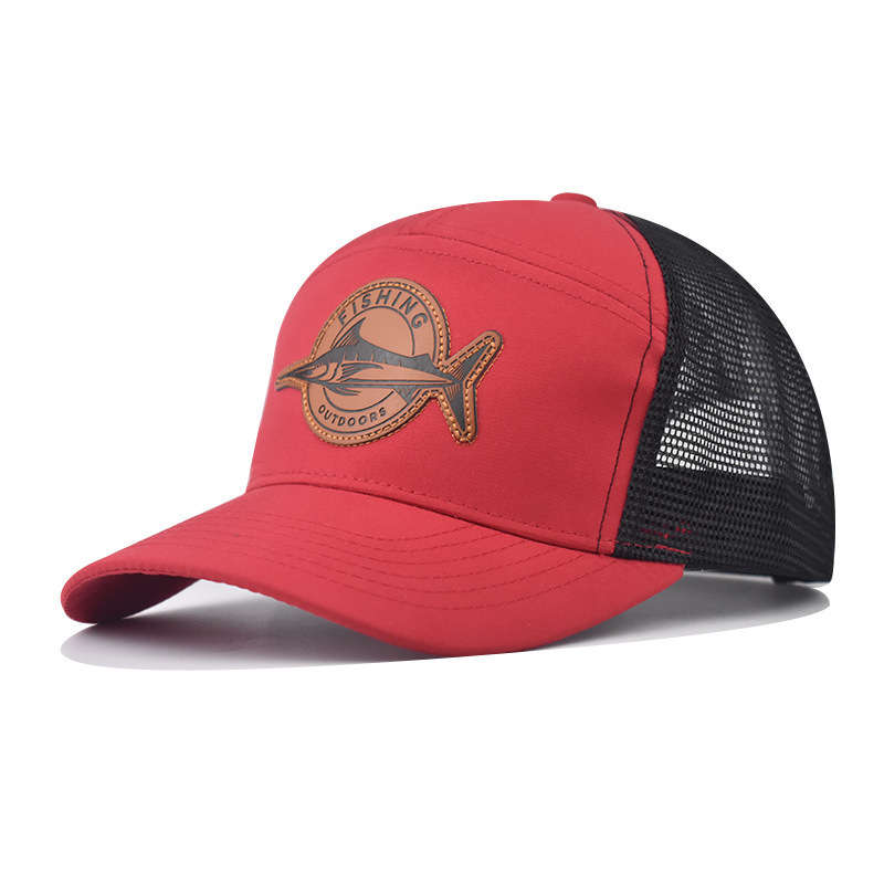 1pc Hot Deal Seven-Panel Style Trucker Hat Adjustable Baseball Cap Shark Pattern Patch Fishing Hat