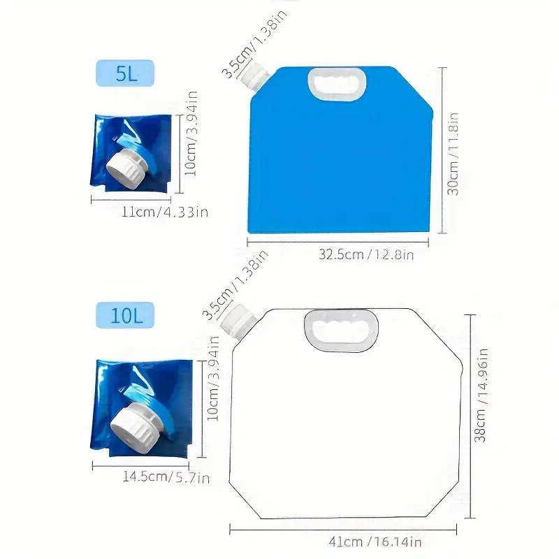 1pc 10L Ultra-Large Leak-Proof Foldable Water Bag Durable Portable Convenient for Camping and Outdoo