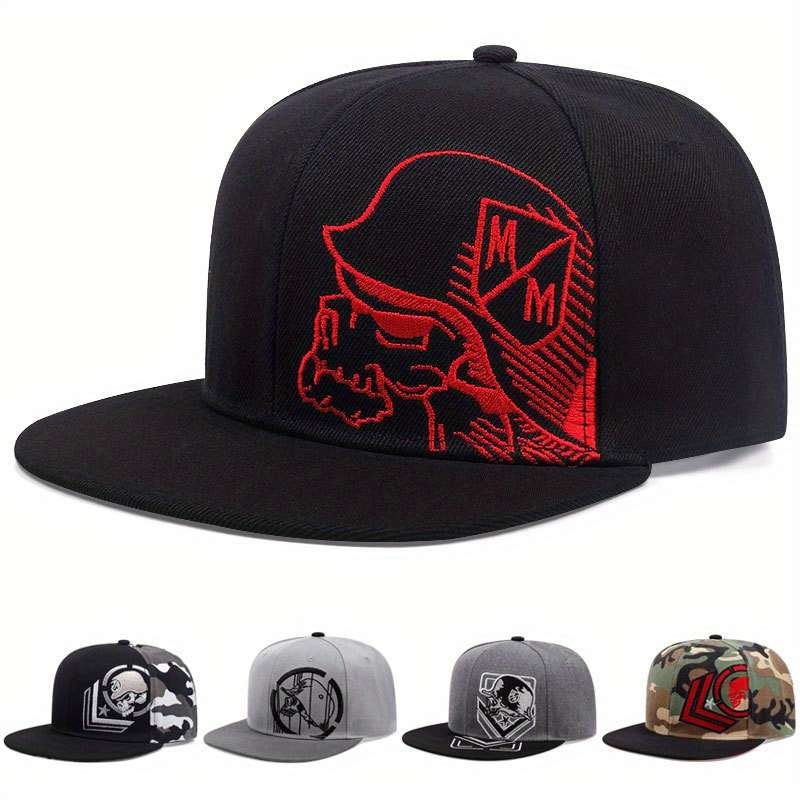 1pc Gothic Baseball Cap Adjustable Snapback Breathable Unisex Outdoor Sports Hat with Red Whi