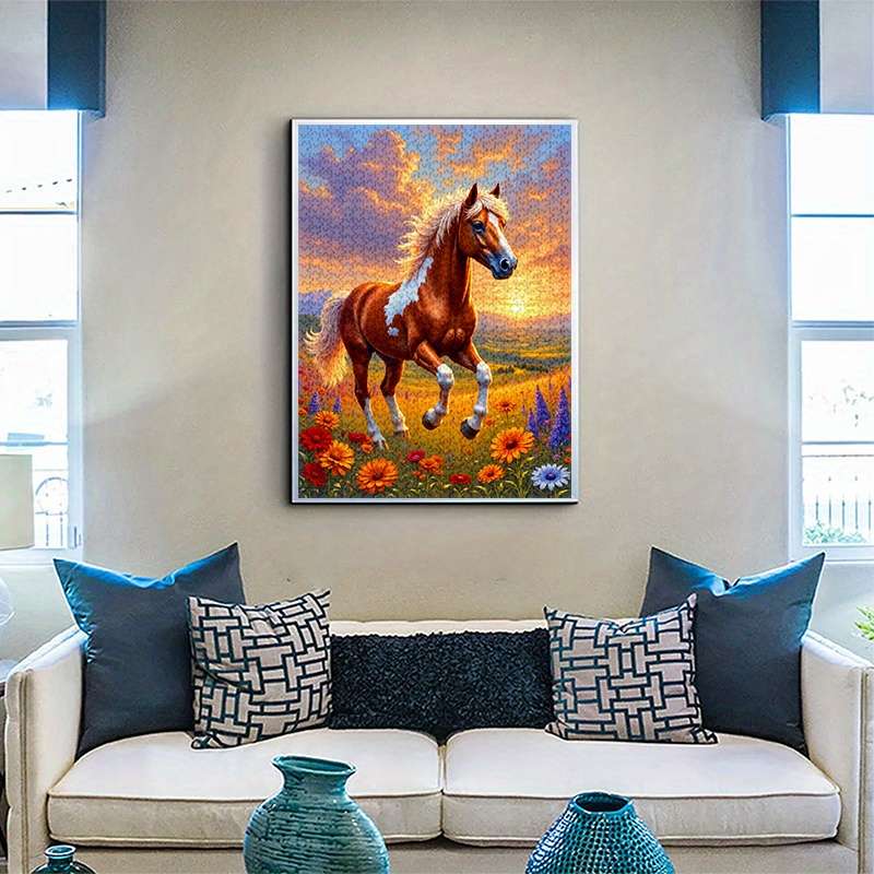 1000pcs Galloping Horse Sunset Jigsaw Puzzle for Adults Premium Anti-Scratch High