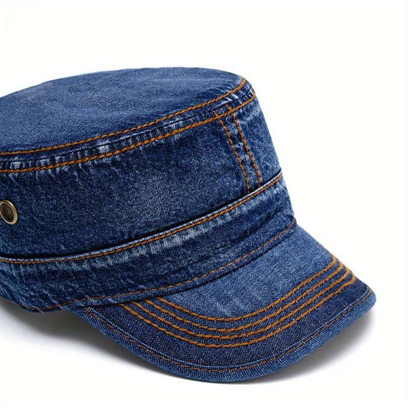 1pc Men'S and Women'S Stylish Denim Baseball Cap with Adjustable Snap Closure Cotton Blend Sun P