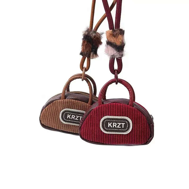 1pc New Multi Functional Coin Purse Corduroy with Lanyard ID Card Badge Wallet Headphone Organizer