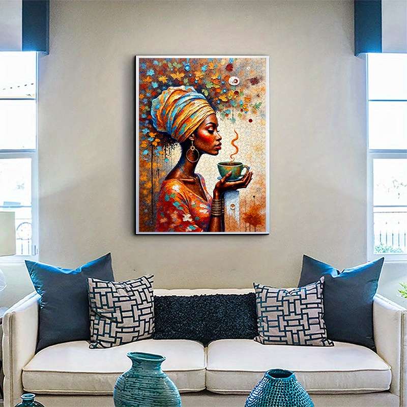 1000pcs Coffee Woman Jigsaw Puzzle Premium Large Brain-Teasing Challenge for Adults