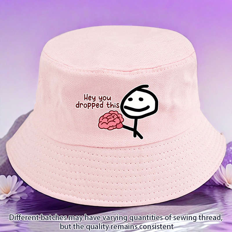1pc "Hey You Dropped" Printed Bucket Hat Lightweight Polyester Woven Non-Stretch Multicolor