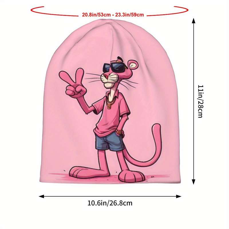 1pc BIIHUDU Fashionable Pink Beanie Cap 95% Polyester 5% Elastane Knitted Hat for Men