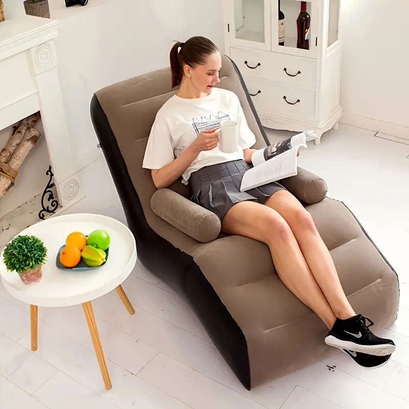 Portable Inflatable Lounger Sofa with Built-in Foot Pump  Foldable, Versatile Air Bed for Outdoor L