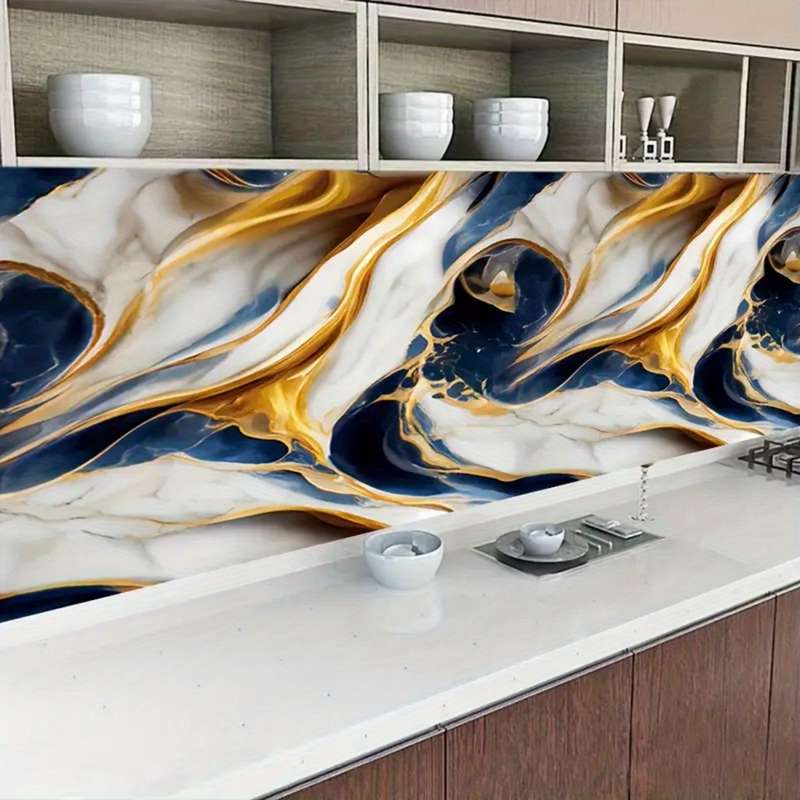 1PC Wall StickersDark Blue Wave40cmX300cm