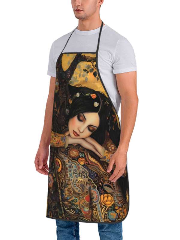 1pc Vintage Gustav Klimt Painting Apron 100% Polyester Woven Fabric 190g m? Slight Stretch Art