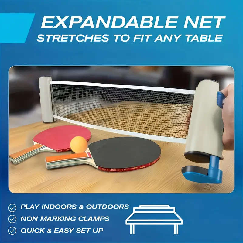 1 Portable Table Tennis Training Set, Including a Retractable Net, 2 Rackets, 6 Table Tennis Balls