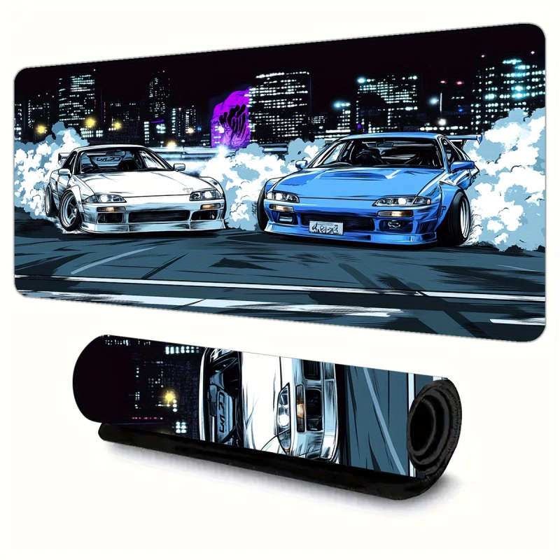 1pc 30x60cm Anime-Inspired Racing Car Mouse Pad with Rubber Base Non-Slip Desk Mat