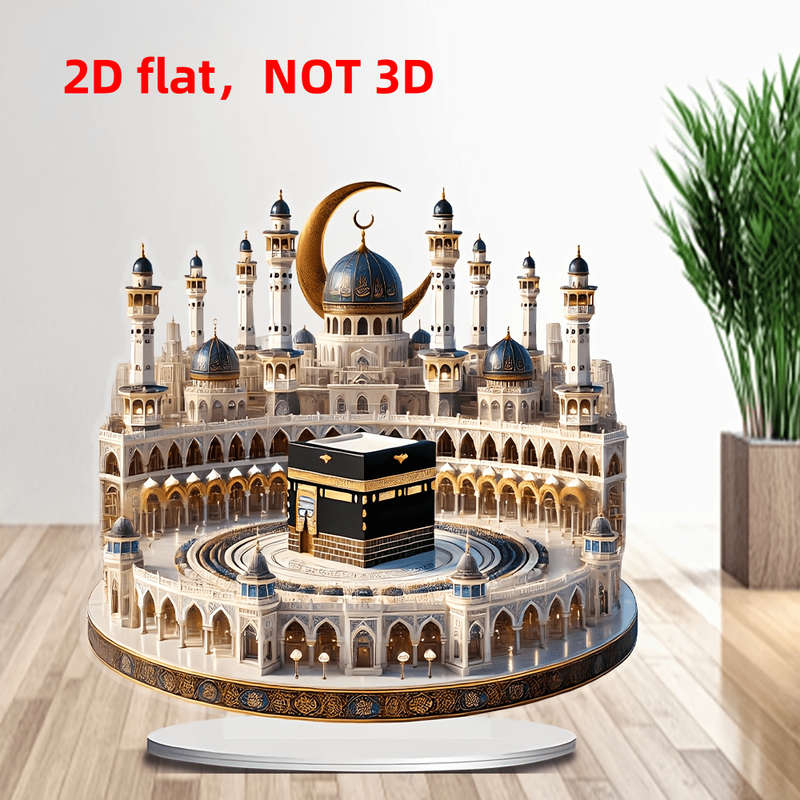 1pc 2D Flat  Bohemia Style Crystal Mosque Desktop Decoration Intricate  Acrylic Islamic Archite
