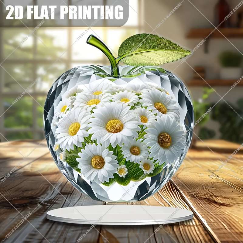 1pc 2D Flat   Crystal Apple Catcher Decoration Tabletop Glam Acrylic No Text  Plane Craft E