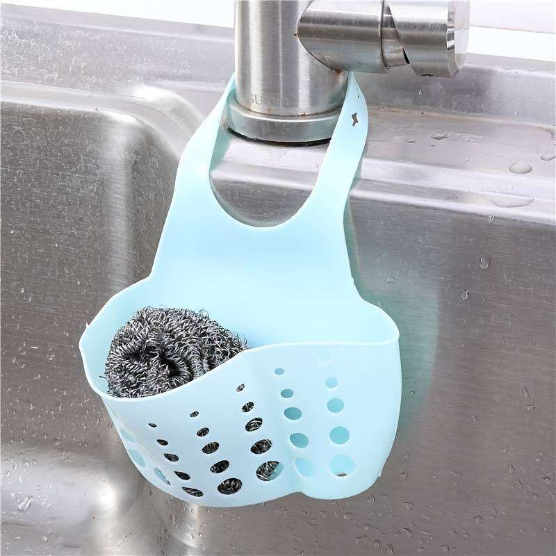 1pc Adjustable Snap-On Kitchen Sink Organizer Space-Saving Hanging Drain Basket for Sponges Brus