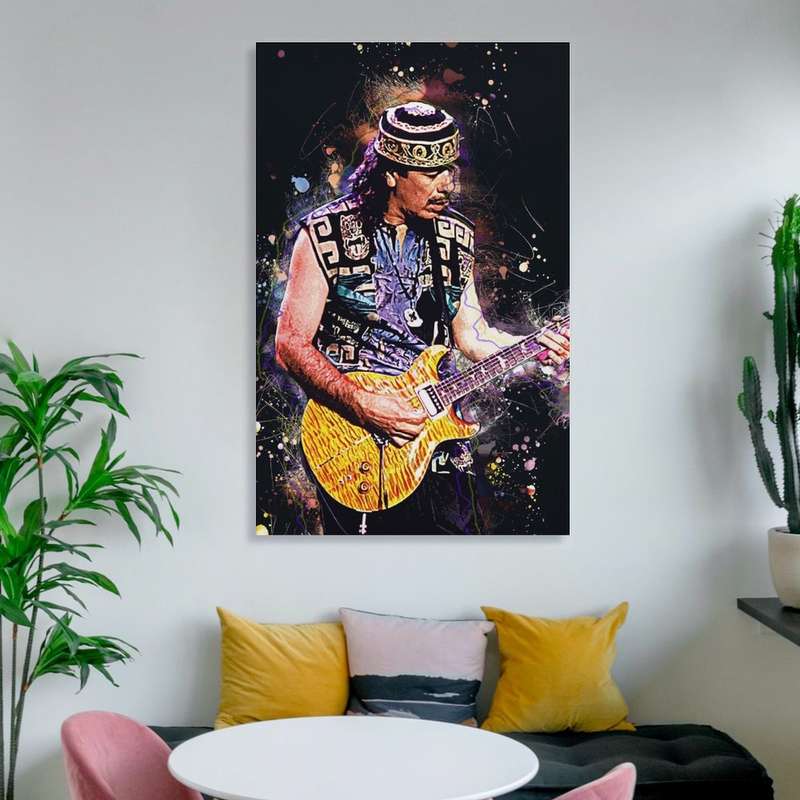 1pc Satin-Finish Carlos Santana Poster Modern Art Print on Silk Fabric Wall Decor for Living Roo