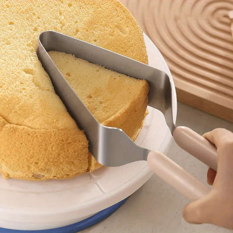 1pc Triangular Stainless Steel Cake Server Clip Easy Slice Transfer Minimalist Design for Home Profe