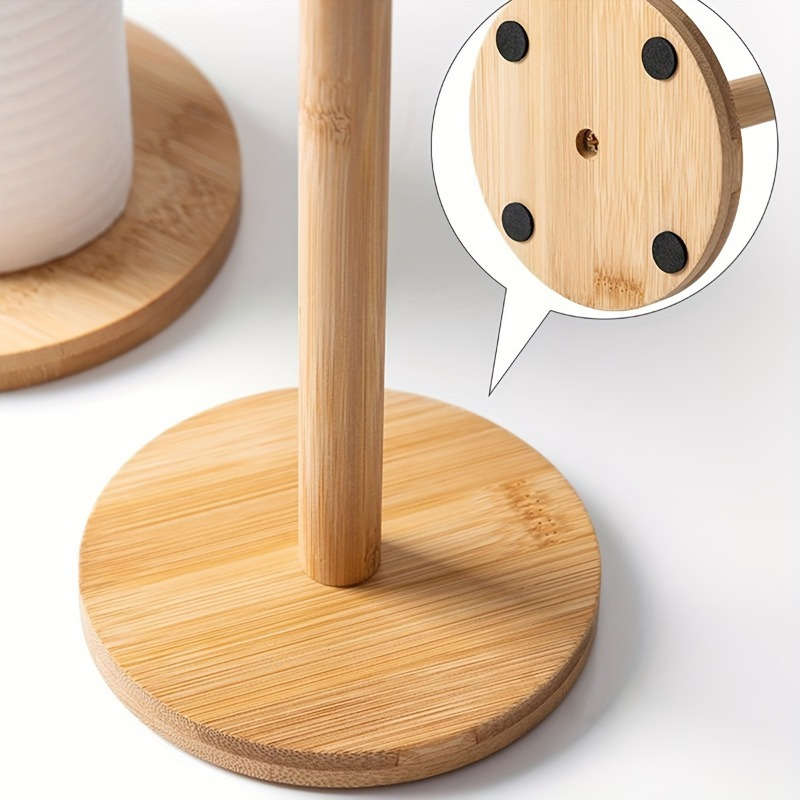 1pc Rustic Bamboo Paper Towel Holder Freestanding Wooden Dispenser for Kitchen Bathroom Fa