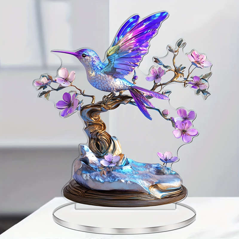 1pc 2D Flat    Printing  Bohemian Flat Printing Hummingbird Acrylic Desktop Decor