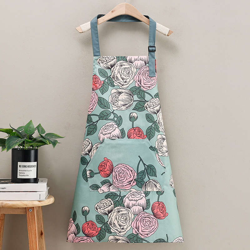 1pc Adults' Floral PVC Apron Stain-Resistant Durable Adjustable Oil-Resistant for Cooking Ga