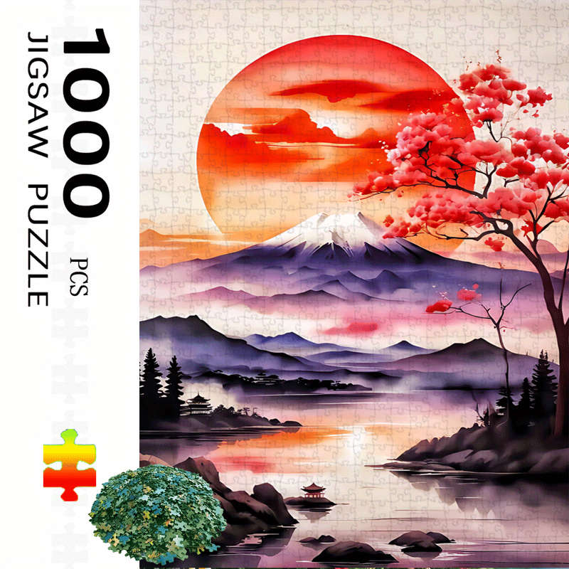 1000pcs Mount Fuji Cherry Blossom Tree Jigsaw Puzzle Large Paper Puzzle for Adult