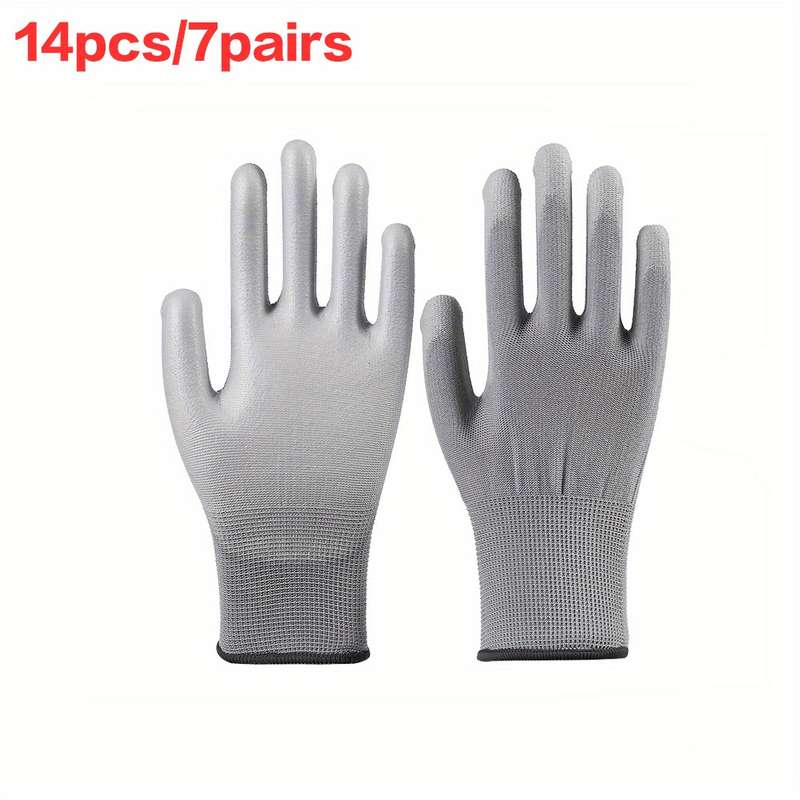 7 Pairs Gray Size XL Multi Purpose Work Gloves