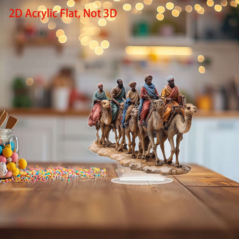 1pc 2D Flat   Acrylic Camel Caravan Desktop Decoration Waterproof and Scratch-Resistant Vibra