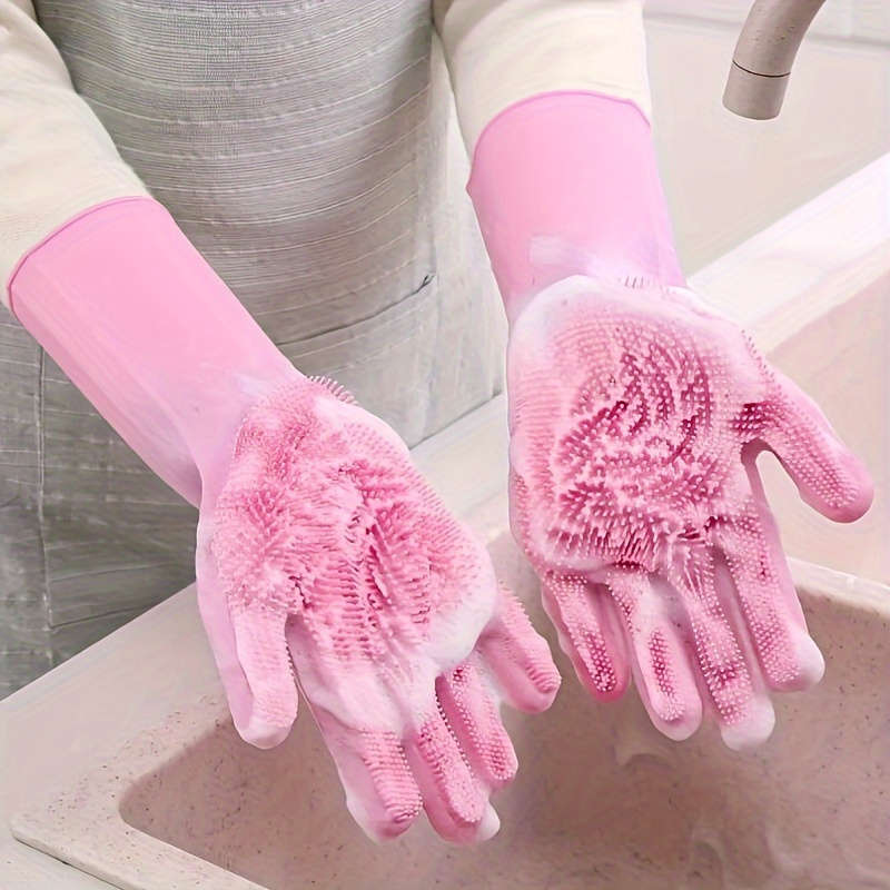 1 Pair Pink Household Cleaning Gloves